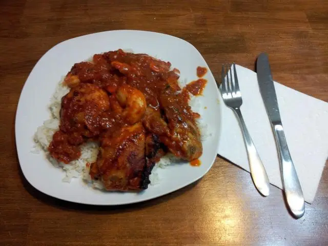 Chicken Thighs with Shrimp in Salsa