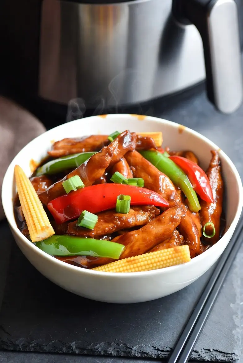 Air Fryer Chinese Mixed Meat Stir-Fry - Pork & Chicken with Crispy Veg (20 Minutes, 1 Bowl, No Wok Needed)
