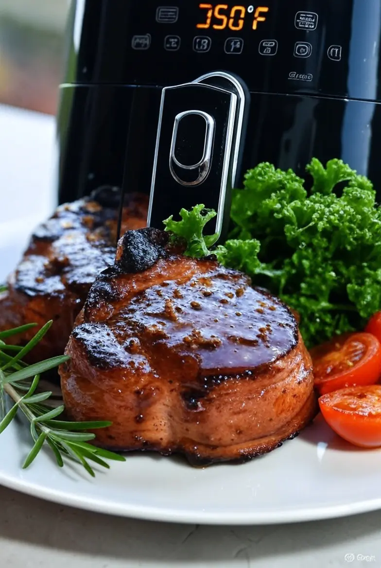 Air Fryer Christmas Glazed Gammon Steaks with Honey, Mustard and Clove